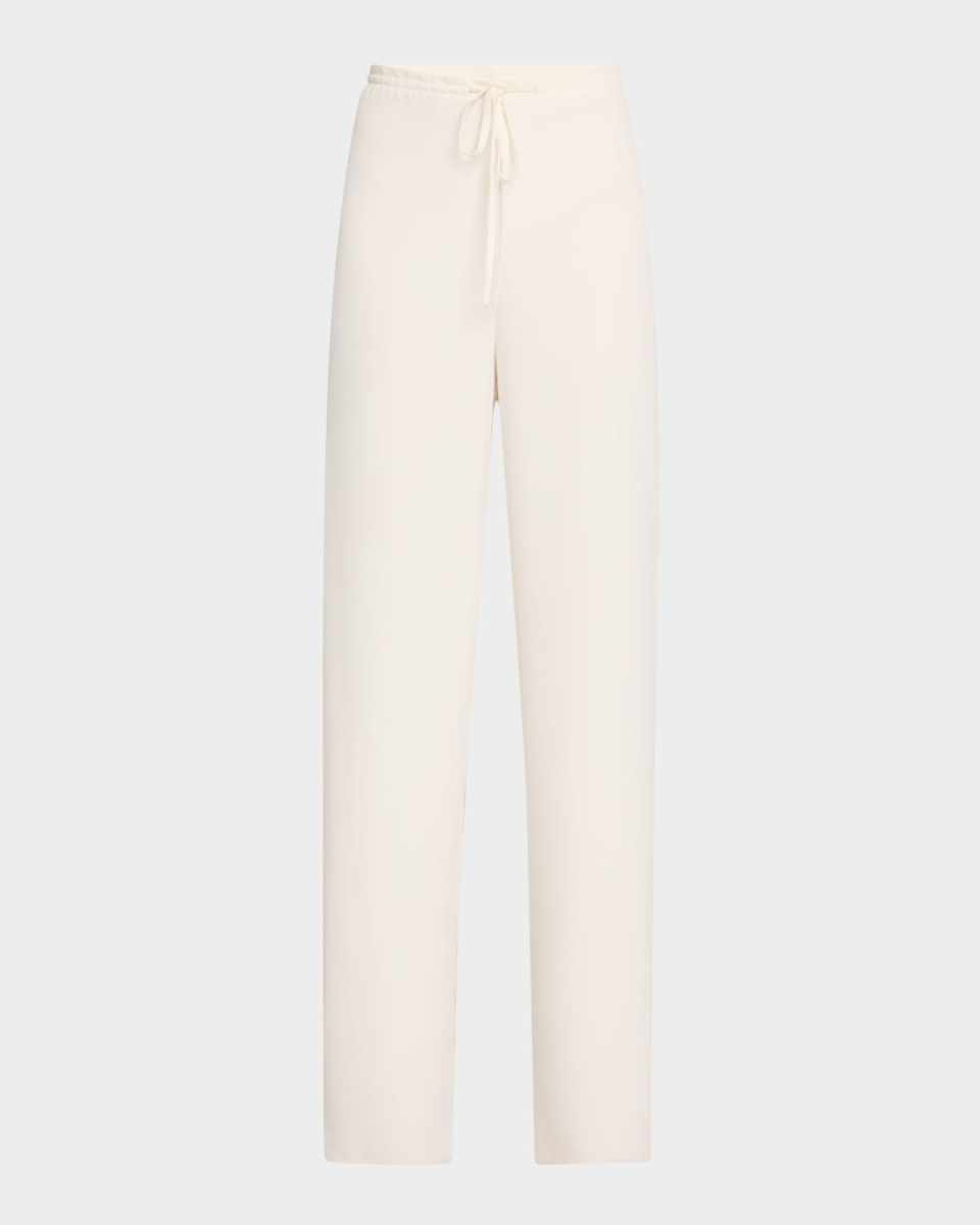 Georgette Straight-Leg Drawstring Pants